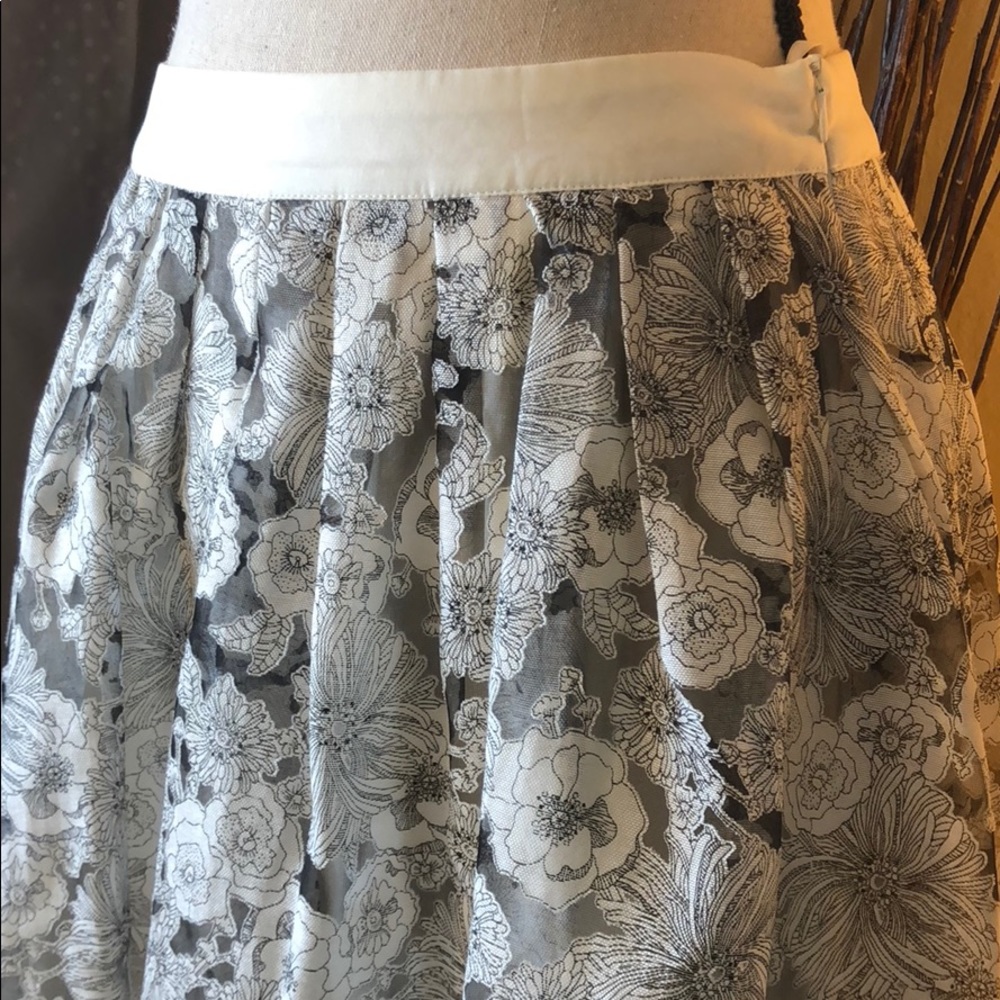 Sheer Cutout Floral Skirt